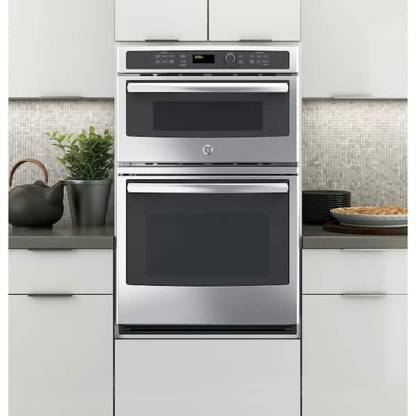 27 in. Double Electric Wall Oven with Built-In Microwave in Stainless Steel