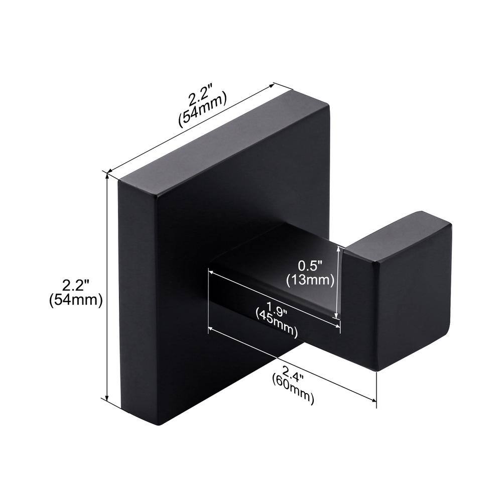 Matte Black Stainless Steel Wall Mounted Towel Hooks Set