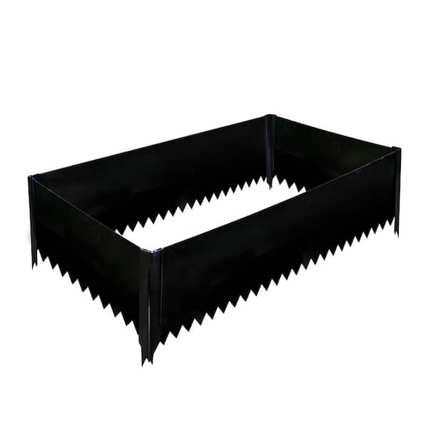 14 in. Tall x 48 in. x 24 in. Black Powder Coat Painted Steel Metal Raised Garden Bed Kit