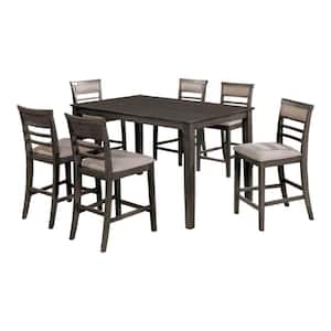 Modern Style 36 in. Brown Wooden 4-Legs Counter Height Dining Table Set (Seats 6)