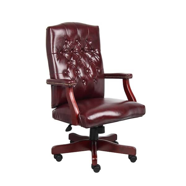 Boss Office Products Traditional Ergonomic High Back Executive Chair 47 H  BurgundyMahogany - Office Depot