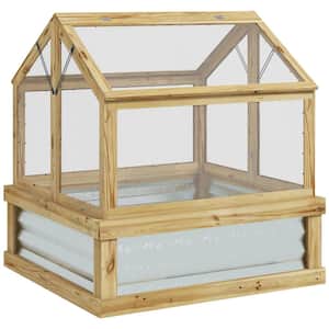 35.5 in. x 31.5 in. x 36 in. Fir Wood, Polycarbonate Natural Wood Cold Frame GREENHOUSE