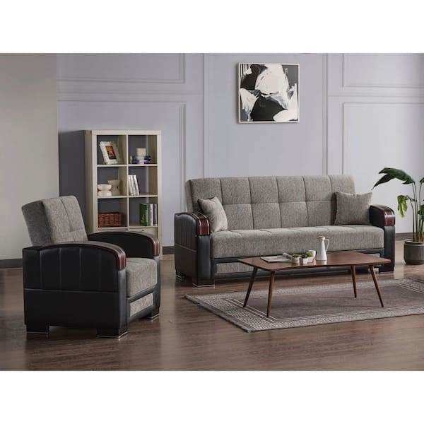 Terra Collection Convertible Gray Armchair with Storage