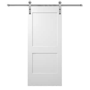 30 in. x 80 in. Smooth Monroe Primed Composite Sliding Barn Door with Stainless Steel Hardware Kit