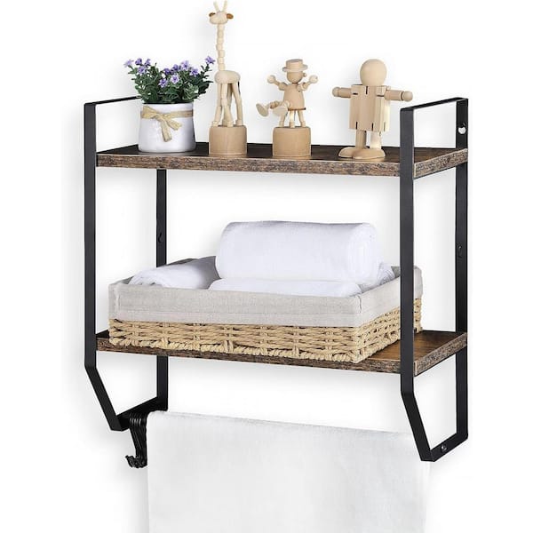 Cubilan 15.55 in. W x 6.85 in. D Decorative Wall Shelf, Bathroom Shelf with Towel Bar Wall Mounted