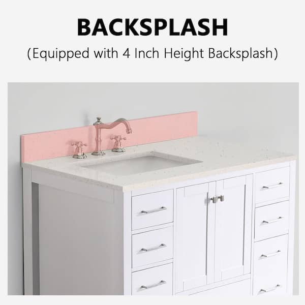 YASINU 36 in. W x 22 in. D Quartz Stone in White Rectangular