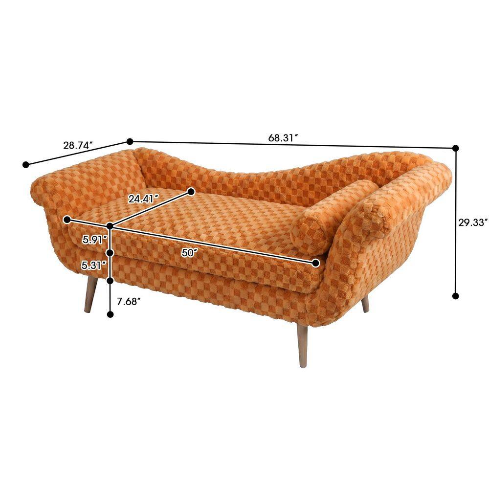 Measurement diagram of the orange diamond pattern chaise lounge.