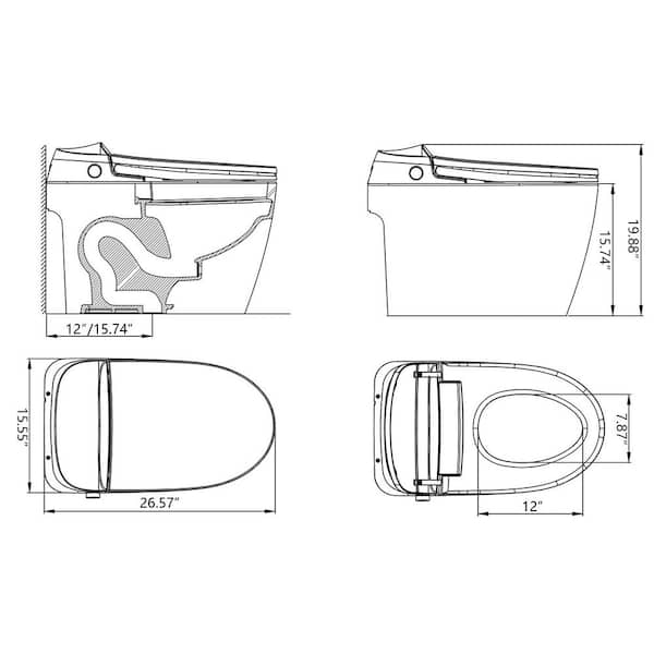 LORDEAR Smart Bidet Toilet with Digital Display, Dual Flush, Matte Black