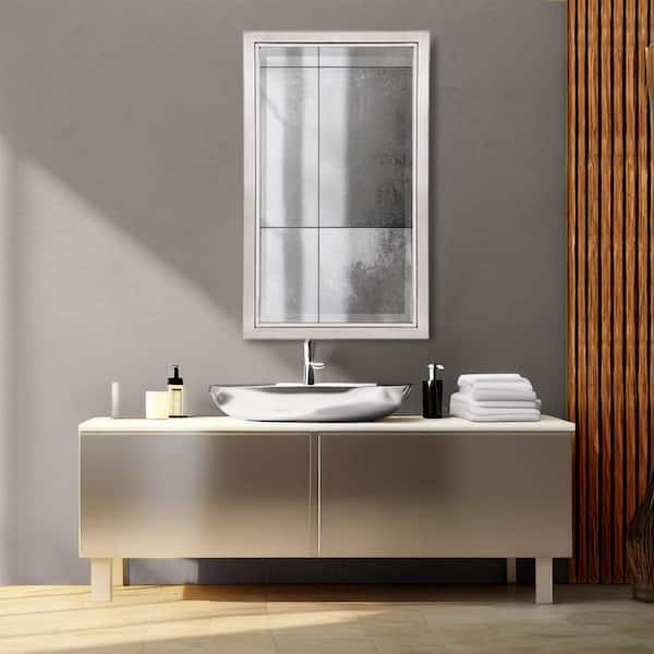 16 in. W x 26 in. H x 5 in. D Classic Framed Single Door Recessed Bathroom Medicine Cabinet in Brush Nickel and Chrome