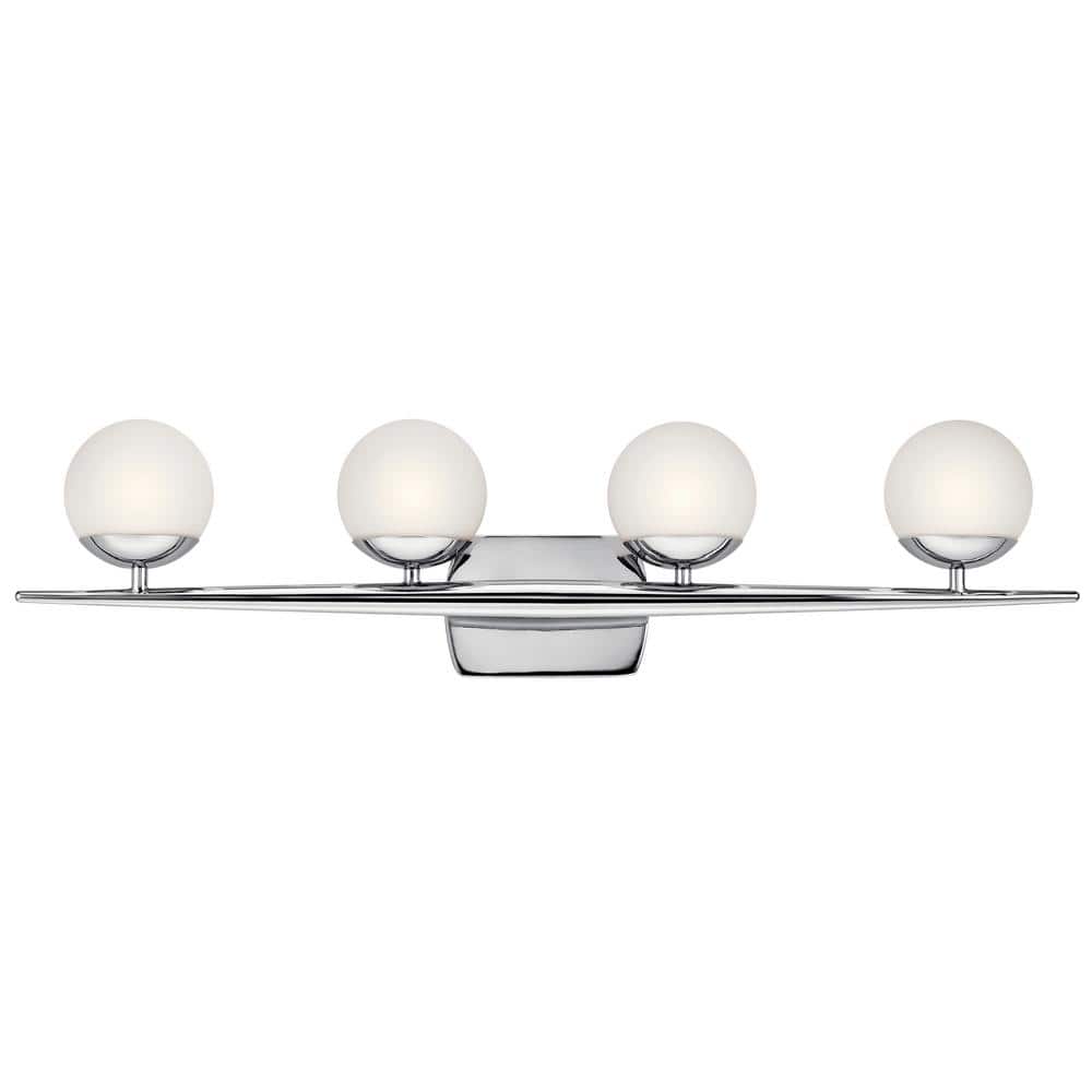 Jasper 32.25" Chrome Halogen Vanity Light with Globe Shades