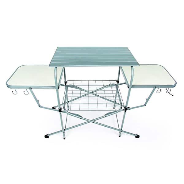 Camco 57293 Deluxe Folding Grill Table - Features Quick and Easy Set-Up - Includes Carrying Case, Silver