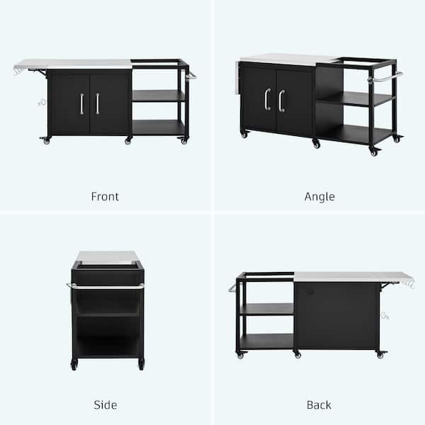 63 in. Outdoor Kitchen Storage Island, Cooking Station, Grill Cart