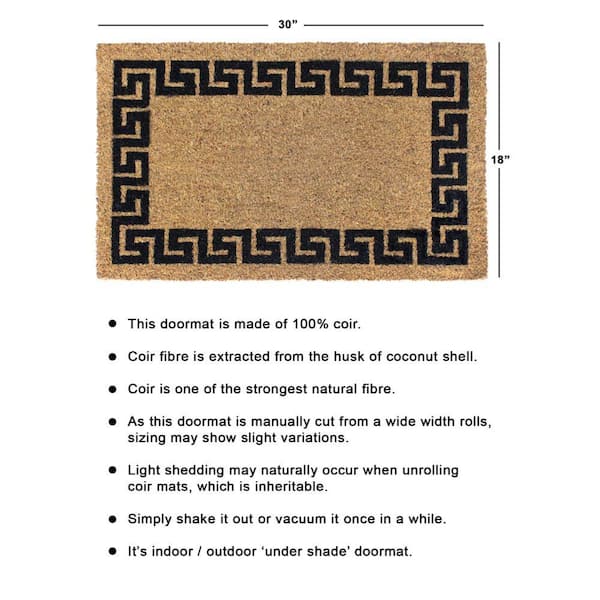 Black Greekey Bordered 18 in. x 30 in. Doormat