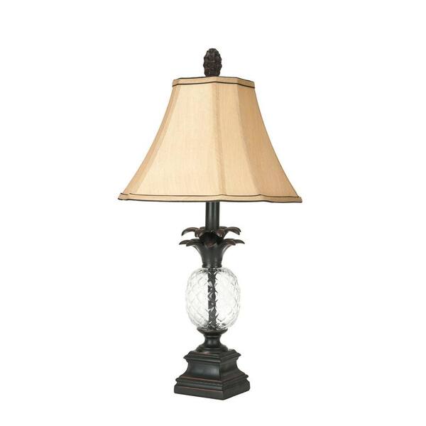 Pineapple 11 3/4 Polished Brass and Black Shade Small Accent Lamp - #J8952