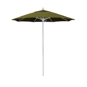 7.5 ft. White Aluminum Commercial Market Patio Umbrella with Fiberglass Ribs and Push Lift in Palm Pacifica