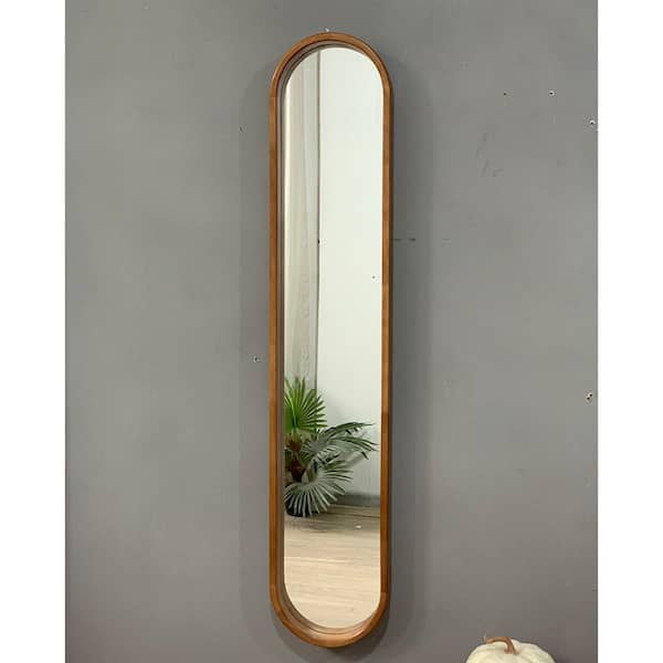 Brown 9.5 in W x 47.2 in. H Art Deco lrregular Wood Framed Mirror Wall Mirror Wall Decor Mirror