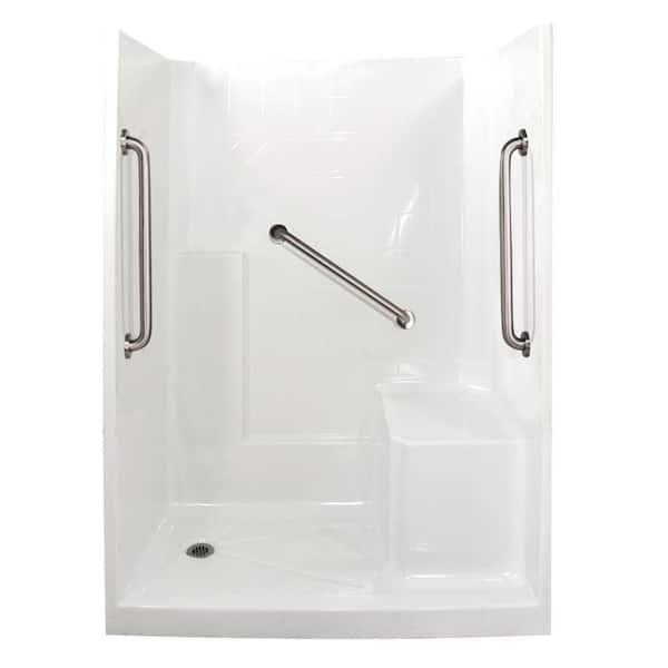 Ella Standard Plus 24 33 in. x 60 in. x 77 in. Low Threshold Shower Kit in White with Right Side Seat Position