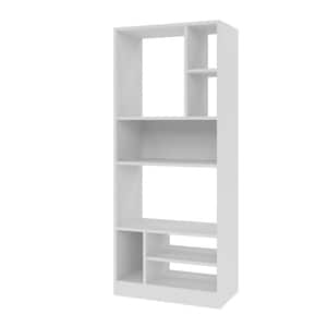 53.15 in. White Faux Wood 8-shelf Accent Bookcase with Open Back