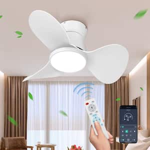 24 in. White Small Indoor Ceiling Fan with Light, Remote Control, Dimmable, Reversible, Quiet, 6 Speeds, for Bedroom