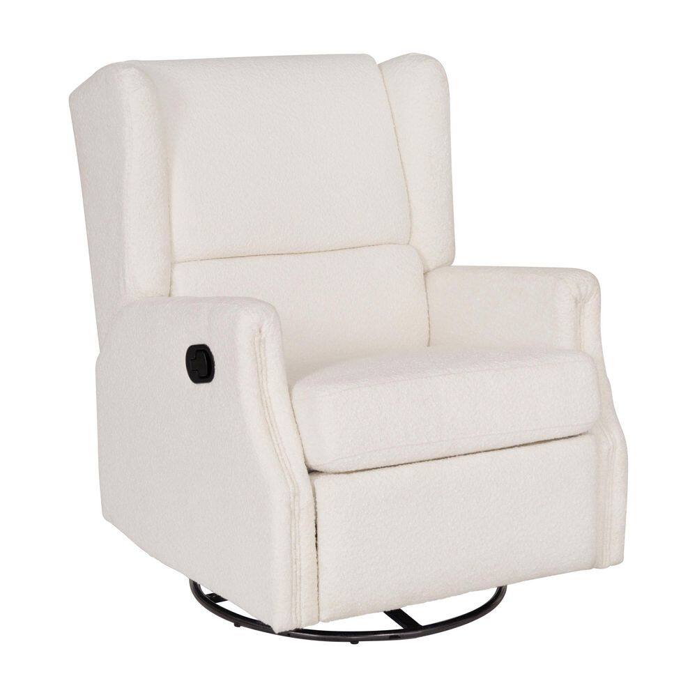 Omma Off-White Boucle Polyester Wingback Recliner Chair with Manual 360 Degree Swivel Glider Rocker price history on PriceWatchPro
