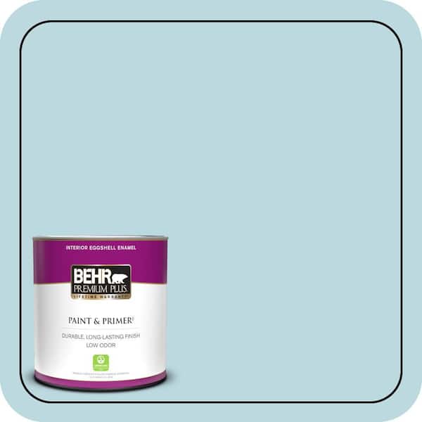 BEHR PREMIUM PLUS 1 qt. #S460-1 Air Blue Eggshell Enamel Low Odor Interior Paint & Primer