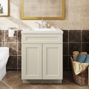 24 in. W x 21 in. D x 34.5 in. H Plywood Ready to Assemble Floor Vanity Sink Base Kitchen Cabinet in Antique White