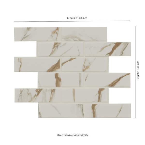 Calacatta Gem 10-in x 11-in Matte Ceramic Hexagon Marble Look Floor and Wall Tile (0.83-sq. ft/ Piece)