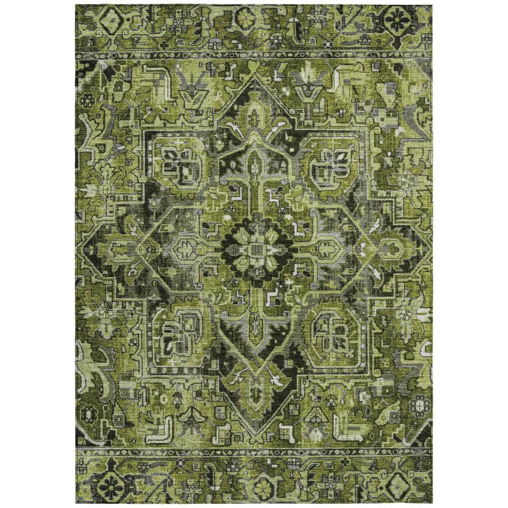 HomeRoots Olive Green and Dark Green 9 ft. x 12 ft. Woven Oriental