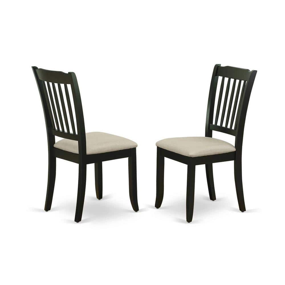 Black Linen Fabric Upholstered Wood Chairs With Cushion, (Set of 2) price history on PriceWatchPro