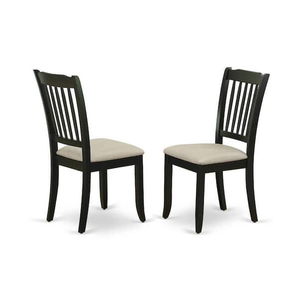 East West Furniture Black Linen Fabric Upholstered Wood Chairs With Cushion, (Set of 2)