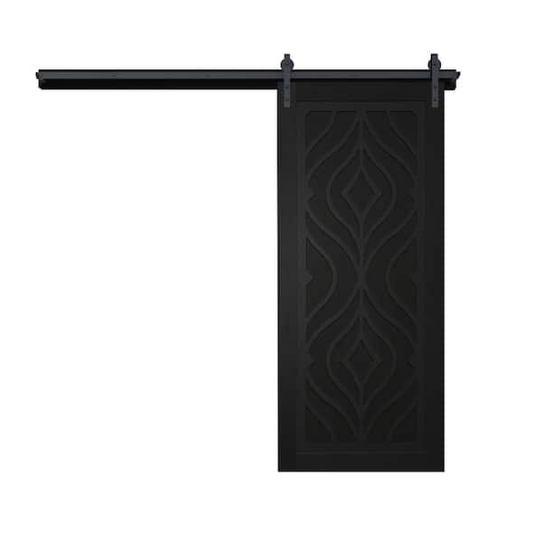 VeryCustom Zaftig Sway 30 in. x 84 in. Midnight Wood Sliding Barn Door with Hardware Kit in Black