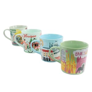 City Lights 17 oz. Assorted Ceramic Mugs (Set of 4)