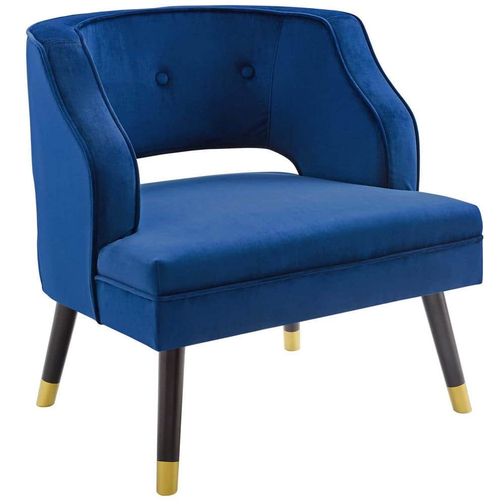 MODWAY Traipse Navy Button Tufted Open Back Performance Velvet Armchair   Navy Modway Accent Chairs Eei 3579 Nav 64 1000 