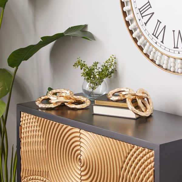 Gold Aluminum Chain Sculpture (Set of 2)