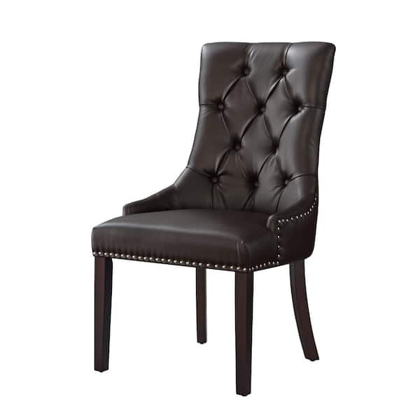 Leather dining chairs online with nailheads