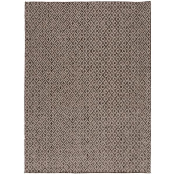 StyleWell Grey 5 ft. x 7 ft. Traditional Polypropylene Indoor/Outdoor Area Rug