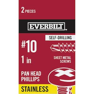 #10 x 1 in. Stainless Steel Phillips Pan Head-Self-drilling Sheet Metal Screws (2-Pack)