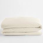 Organic Ivory Solid Cotton Percale Queen Duvet Cover