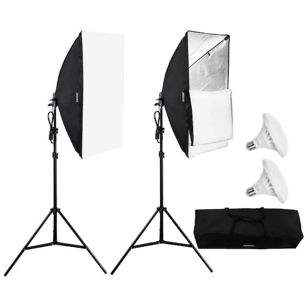 Soft Box Lighting Kit 20 in. x 28 in. 30W 5500K LED Bulbs Daylight Adjustable Tripod Stand Studio Lights for Photography