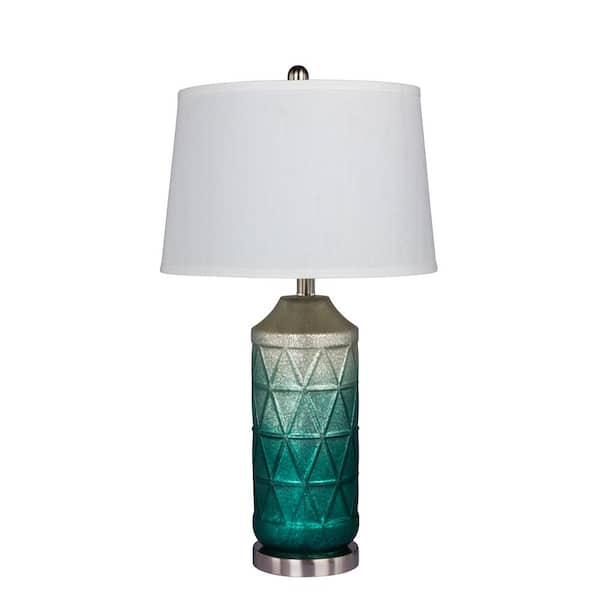 Fangio Lighting 27.5 in. Table Lamp in a White Mercury Glass with Frosted Mist Color Tint in Green