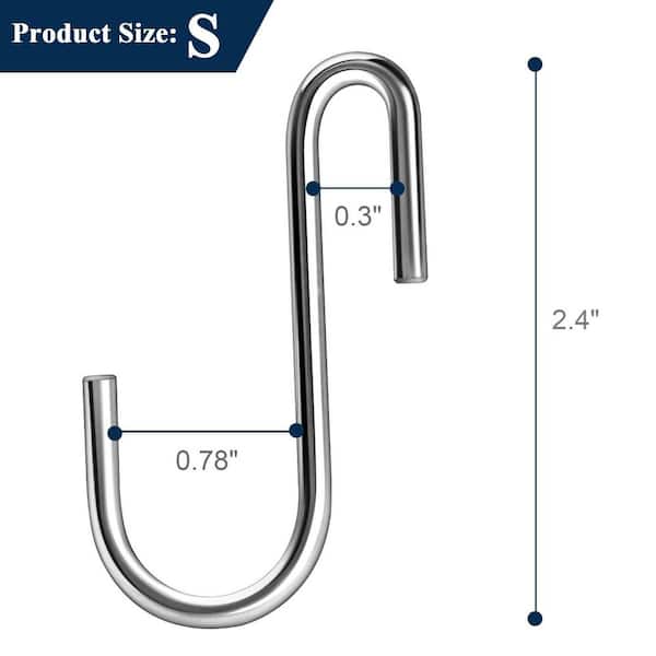 4 in. Pan Pot Rack Holder S Hooks Hangers for Kitchenware Pots Utensils Clothes Bags Towels Plants, Silver (30-Pack)