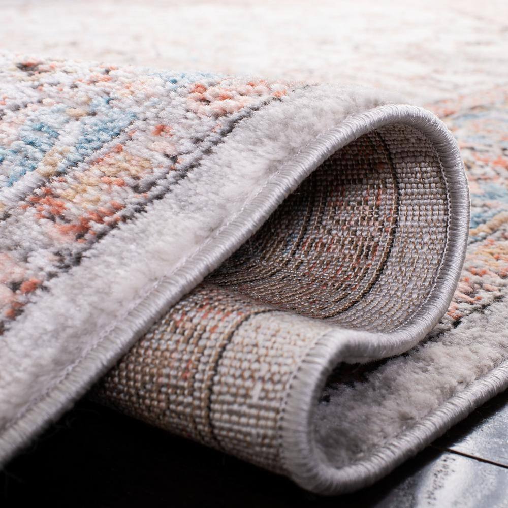 Dreamy Abstract Blue and Grey 8' x 10' Synthetic Area Rug
