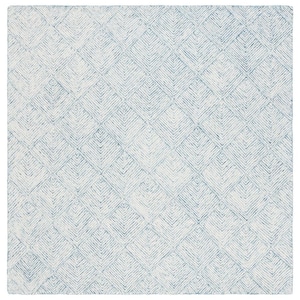 Abstract Blue/Ivory 6 ft. x 6 ft. Marle Diamond Chevron Square Area Rug