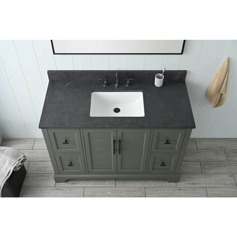 Vintage Green 48" Single Sink Bathroom Vanity with Stone Top