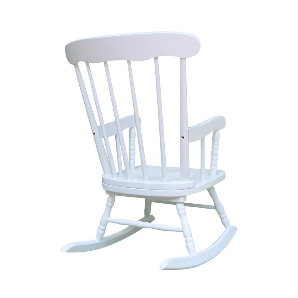 White Solid Wood Juvenile Rocker with Spindle Back