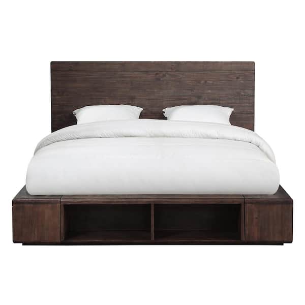 Modus Furniture McKinney Medium Wood Espresso Pine California King Storage Bed with Bookcase Footboard and Side Rails