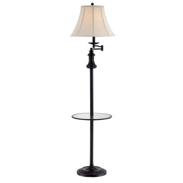 Illumine 62.5 in. Black Bronze Floor Lamp with Table Tray