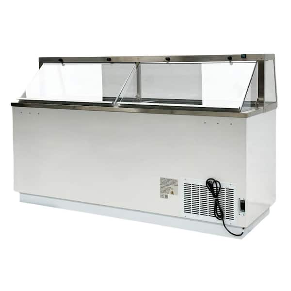 88.75 in. W 30.6 cu. ft. Manual-Defrost Commercial Portable Freezer 16-Tub Deluxe Ice Cream Dipping Cabinet in White