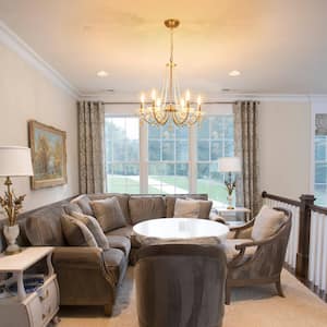 6-Light Gold Classic/Traditional Chandelier with Crystal Accents for Living Room Bedroom Kitchen Study