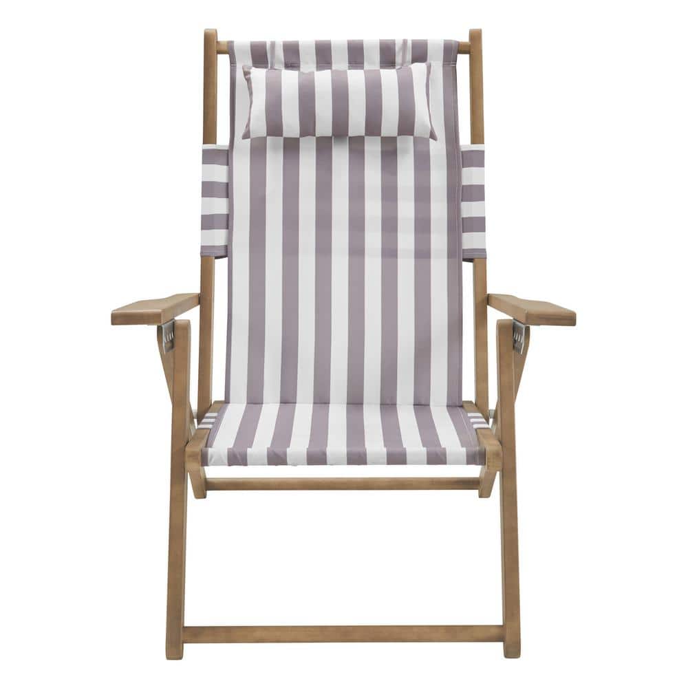 Taupe Striped Wood Folding Beach Chair (Set of 2) price history on PriceWatchPro